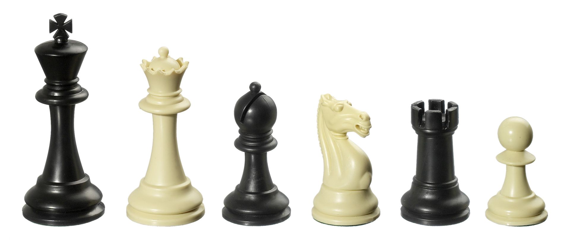Schachfiguren Nerva cremefarben/schwarz, Königshöhe 95 mm