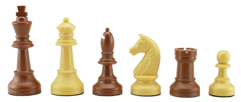 Schachfiguren Kunststoff beige/braun, Königshöhe 93 mm