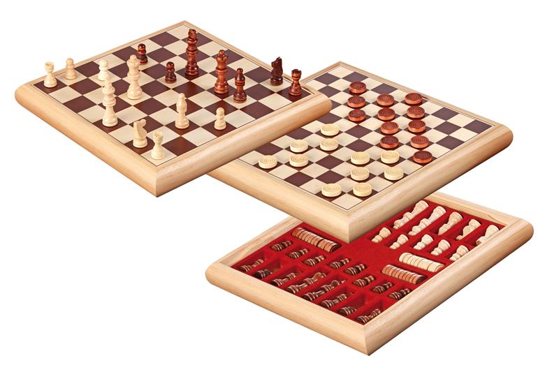 Schach-Dame-2803 Schach-Dame-Set, Holzbox, Königshöhe 65 mm, Feldgröße 35 mm
