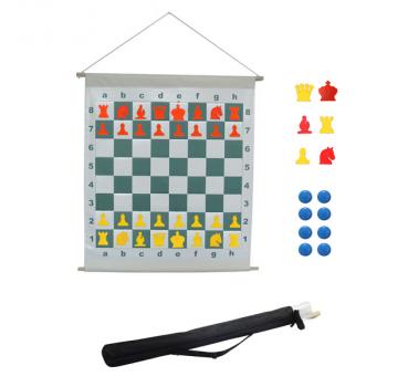 Demobrett-klein Schach Demonstrationsbrett rollbar inkl. Tragetasche, Feldgröße 70 mm