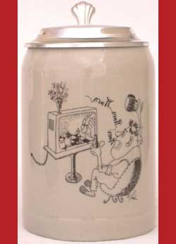 Bierkrug Schachkrug "Matt" mit Zinndeckel