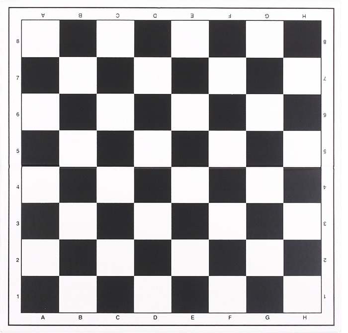 Turnierschachbrett aus Kunststoff, Feldgröße 55 mm, weiß/schwarz mit Randbeschriftung, klappbar