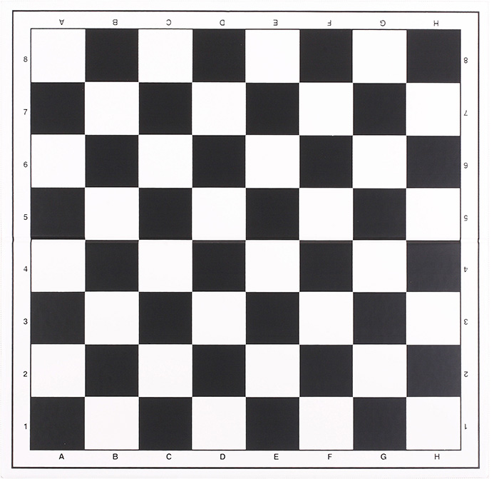 Schachplan-weiss Turnierschachbrett aus Kunststoff, Feldgröße 55 mm, weiß/schwarz mit Randbeschriftung, klappbar