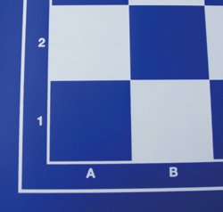 Schachplane aus Kunststoff, Feldgröße 55 mm, blau/weiß mit Randbeschriftung, klappbar